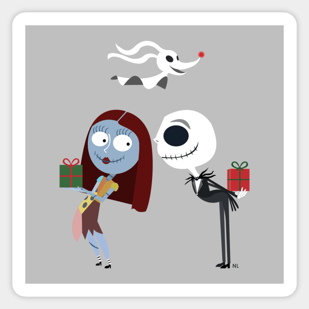 Jack and Sally Gift Exchange Sticker by drawingnikki